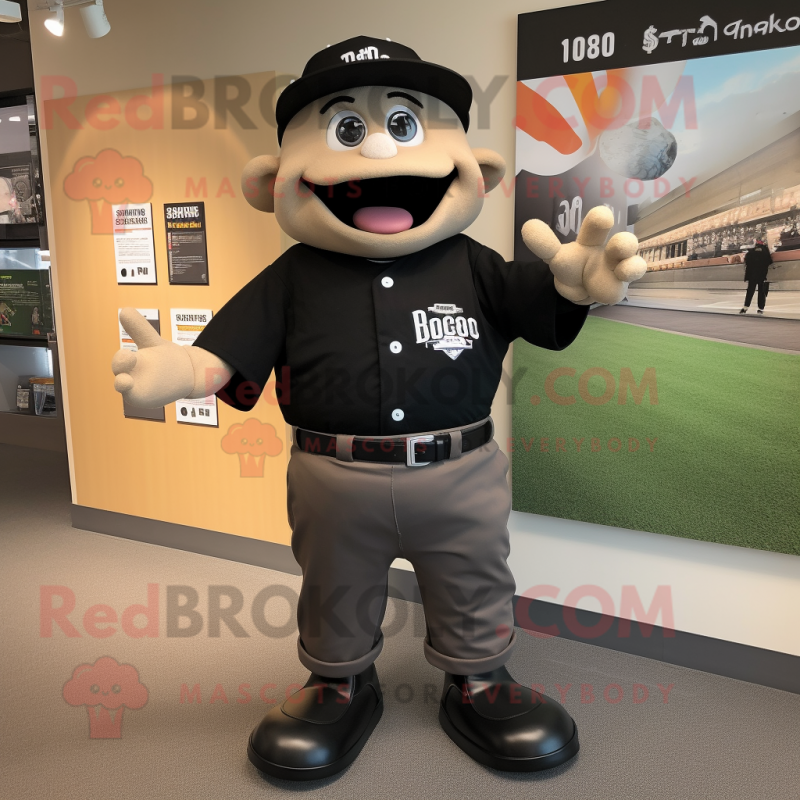 Black Baseball Glove mascot costume character dressed with a Cargo Shorts and Cufflinks