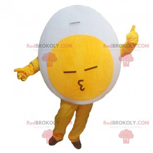 Mascota gigante de huevo amarillo y blanco, disfraz de huevo