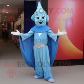 Sky Blue Magician mascot costume character dressed with a Capri Pants and Headbands