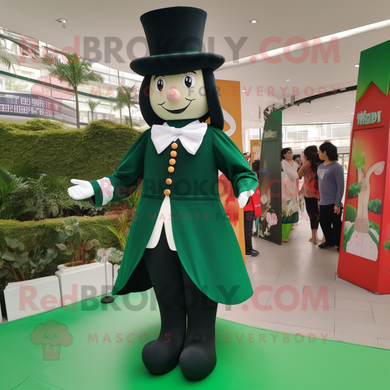 Forest Green Ring Master mascot costume character dressed with a Culottes and Hair clips