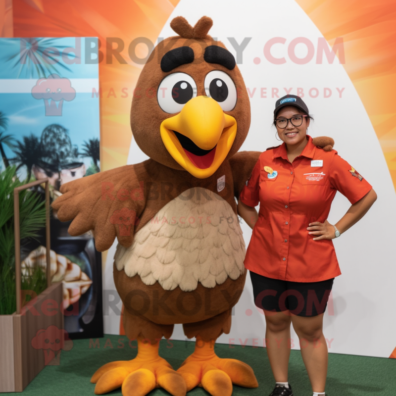 Brown Butter Chicken mascot costume character dressed with a Bermuda Shorts and Earrings