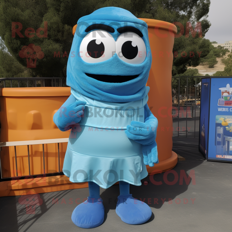 Cyan Shepard'S Pie mascot costume character dressed with a Tank Top and Scarf clips