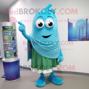 Cyan Shepard'S Pie mascot costume character dressed with a Tank Top and Scarf clips