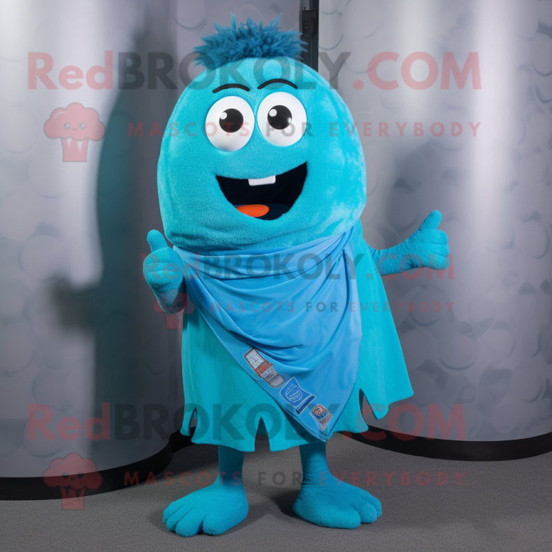 Cyan Shepard'S Pie mascot costume character dressed with a Tank Top and Scarf clips