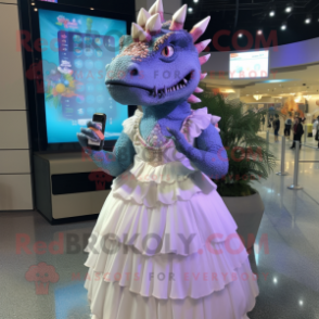 nan Stegosaurus mascot costume character dressed with a Ball Gown and Smartwatches