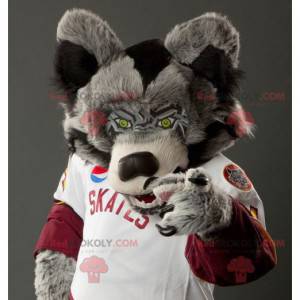 Black and white gray wolf mascot - Redbrokoly.com