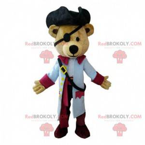 Mascotte de nounours habillé en tenue de pirate, costume pirate