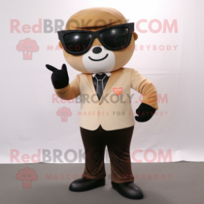Tan Arrow Of Love mascot costume character dressed with a Suit Pants and Sunglasses