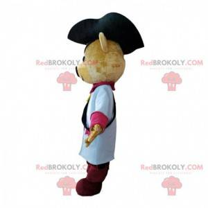 Teddy bear mascot dressed in pirate outfit, pirate costume -
