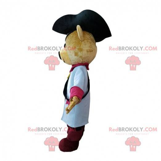 Teddy bear mascot dressed in pirate outfit, pirate costume -