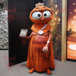 Rust Momentum mascot costume character dressed with a Evening Gown and Smartwatches