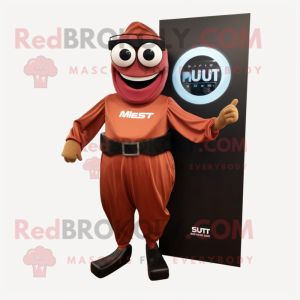 Rust Momentum mascot costume character dressed with a Evening Gown and Smartwatches