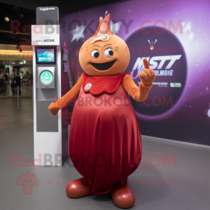 Rust Momentum mascot costume character dressed with a Evening Gown and Smartwatches