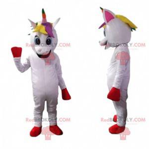 Mascota unicornio blanco con melena multicolor - Redbrokoly.com