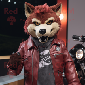 Maroon Wolf maskot kostume...