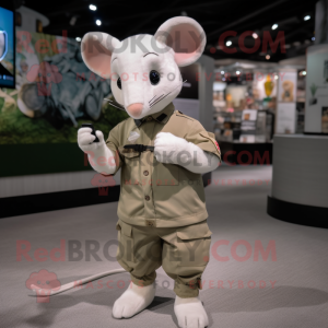 Cream Mouse mascot costume character dressed with a Cargo Pants and Smartwatches