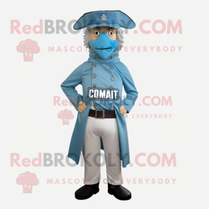 Cyan Civil War Soldier mascot costume character dressed with a Bermuda Shorts and Scarves