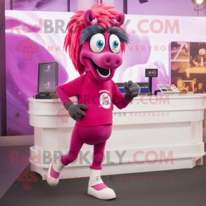 Magenta Mare maskot kostume...