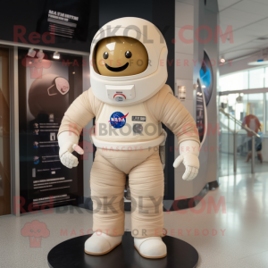 Beige Astronaut mascot costume character dressed with a Tank Top and Belts