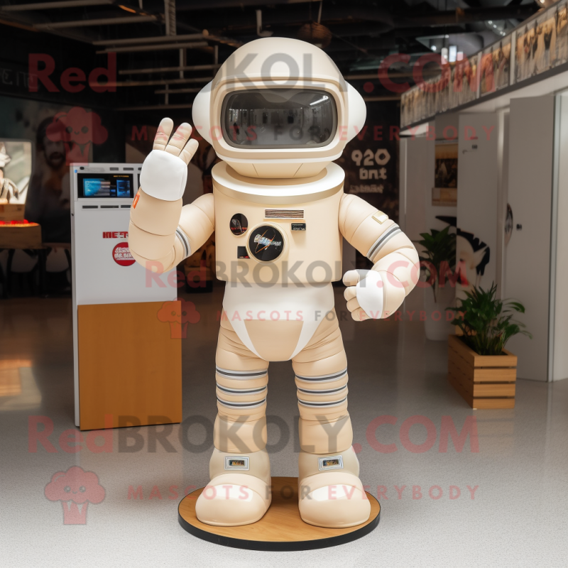 Beige Astronaut mascot costume character dressed with a Tank Top and Belts