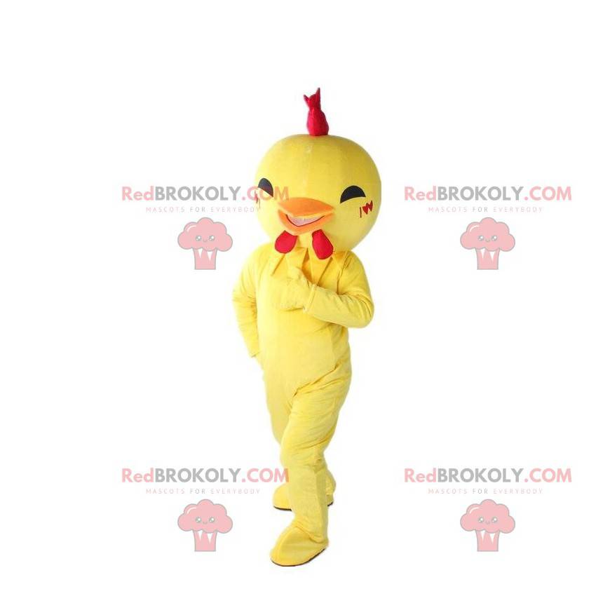 Mascote pássaro amarelo, fantasia de frango, galinha -