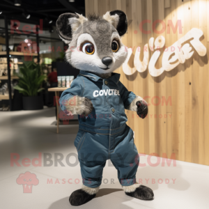 Olive Civet mascot costume character dressed with a Romper and Pocket squares