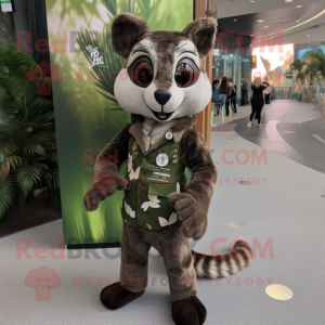 Olive Civet mascot costume character dressed with a Romper and Pocket squares