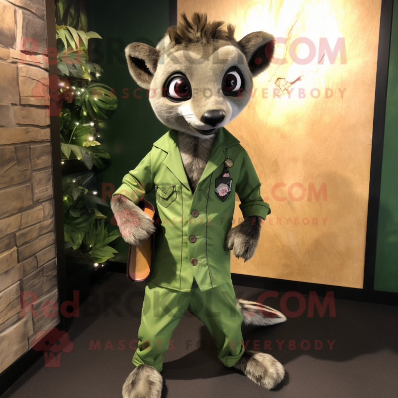Olive Civet mascot costume character dressed with a Romper and Pocket squares Olive Civet mascot costume character dressed with a Romper and Pocket squares