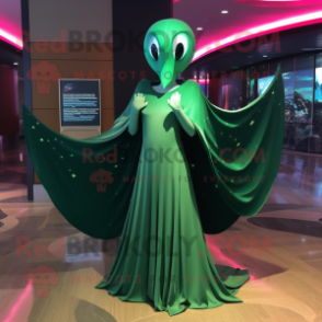 Green Manta Ray mascot costume character dressed with a Evening Gown and Wraps