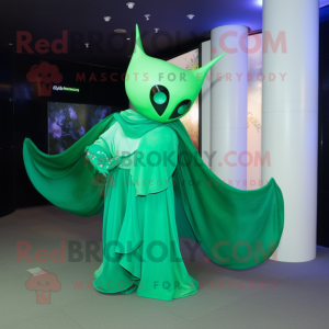 Grön Manta Ray maskot...
