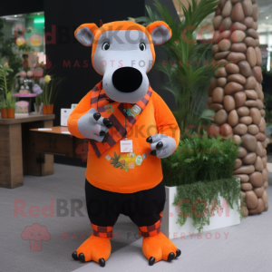 Orange Tapir mascot costume character dressed with a Sweater and Keychains