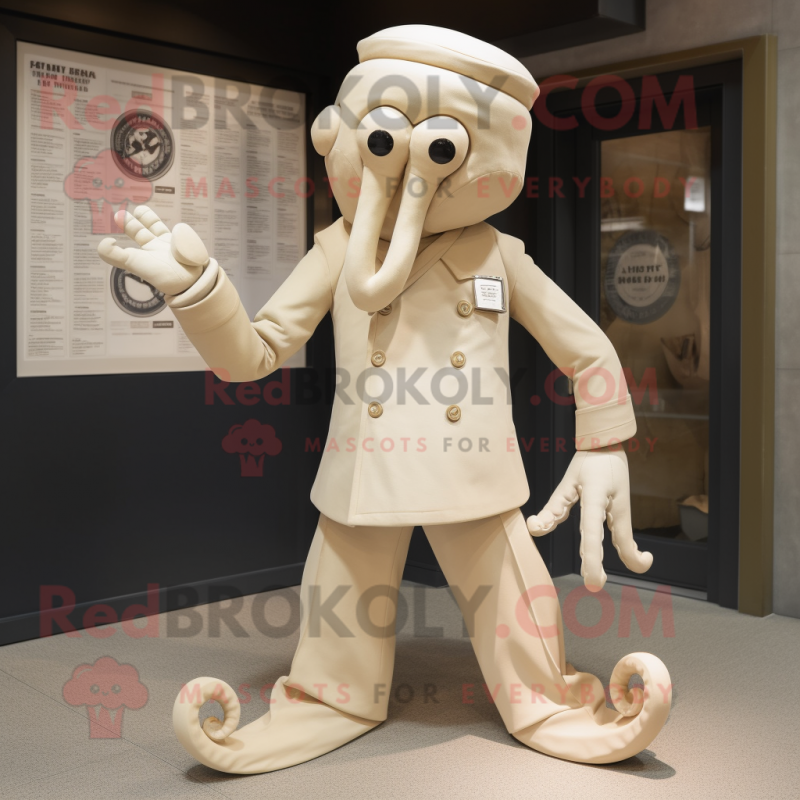 Cream Kraken mascot costume character dressed with a Chinos and Cufflinks Cream Kraken mascot costume character dressed with a Chinos and Cufflinks