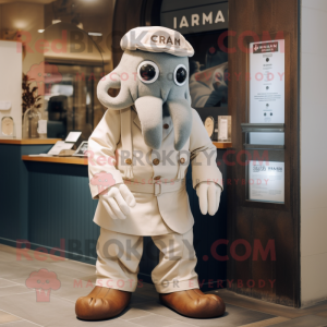 Cream Kraken mascot costume character dressed with a Chinos and Cufflinks