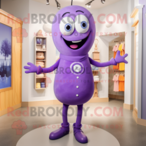 Lavender Pendant mascot costume character dressed with a Long Sleeve Tee and Ties