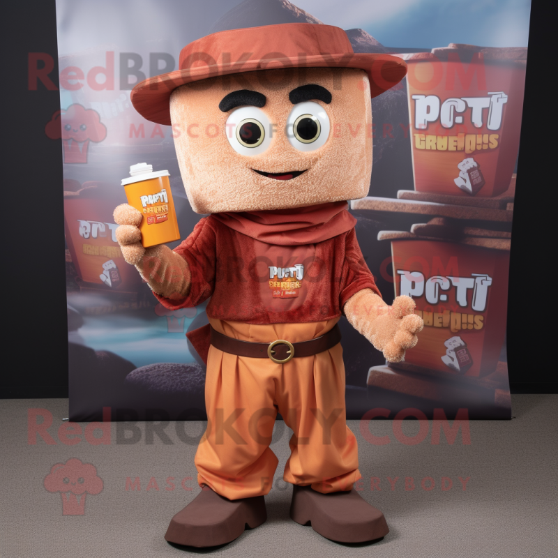 Rust Pop Corn mascot costume character dressed with a Cover-up and Belts