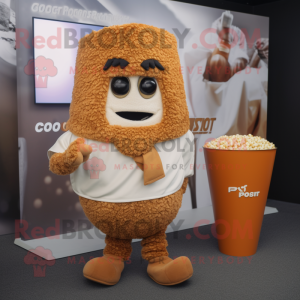 Rust Pop Corn mascot costume character dressed with a Cover-up and Belts