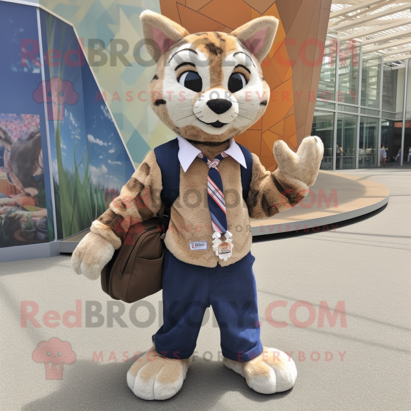 nan Bobcat mascot costume character dressed with a Henley Shirt and Messenger bags nan Bobcat mascot costume character dressed with a Henley Shirt and Messenger bags