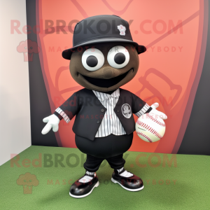 Black Baseball Ball mascot costume character dressed with a Blazer and Headbands