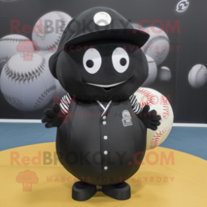 Black Baseball Ball mascot costume character dressed with a Blazer and Headbands