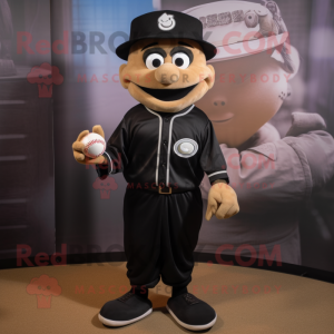 Black Baseball Ball mascot costume character dressed with a Blazer and Headbands