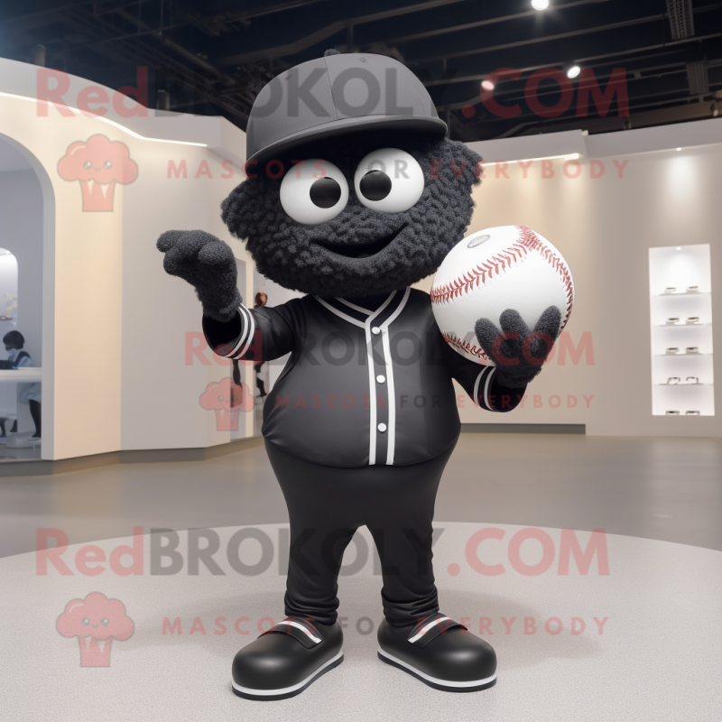 Black Baseball Ball mascot costume character dressed with a Blazer and Headbands