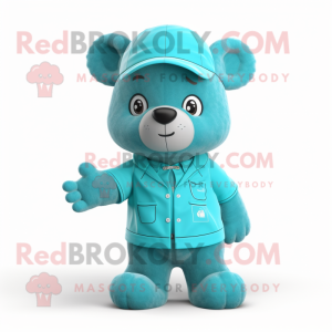 Cyan Teddy Bear maskot...