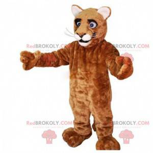 Puma-Maskottchen, brauner Puma, plüschiges Katzenkostüm -