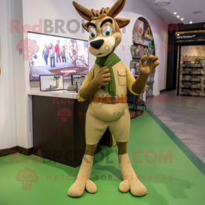 Olive Gazelle mascot costume character dressed with a Trousers and Foot pads
