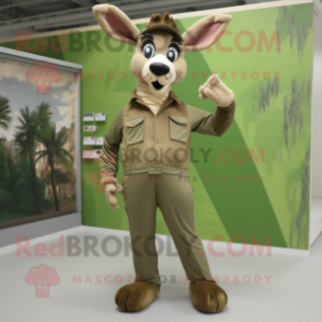 Olive Gazelle mascot costume character dressed with a Trousers and Foot pads