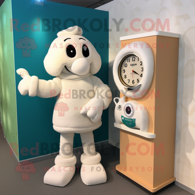 Cream Scented Candle mascot costume character dressed with a Sweater and Watches Cream Scented Candle mascot costume character dressed with a Sweater and Watches