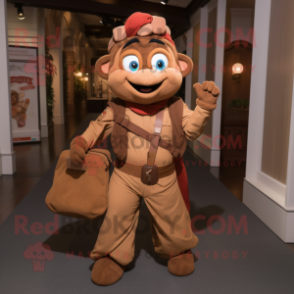 Brown Tikka Masala mascot costume character dressed with a Cargo Pants and Handbags