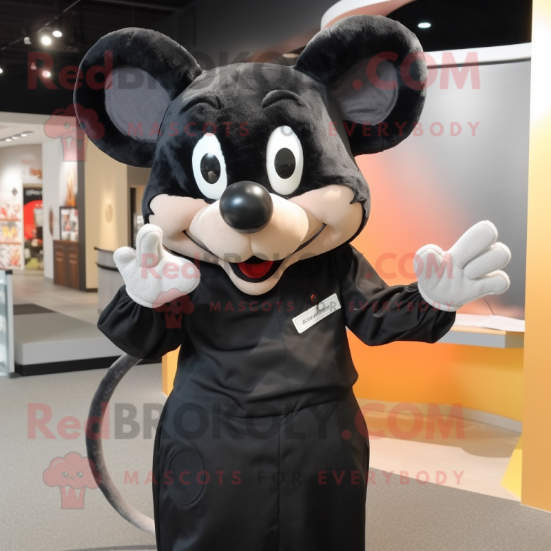 Black Mouse mascot costume character dressed with a Blouse and Watches