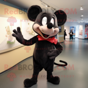 Black Mouse mascot costume character dressed with a Blouse and Watches