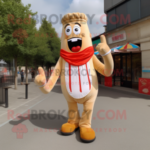 Tan French Fries mascot costume character dressed with a Trousers and Anklets